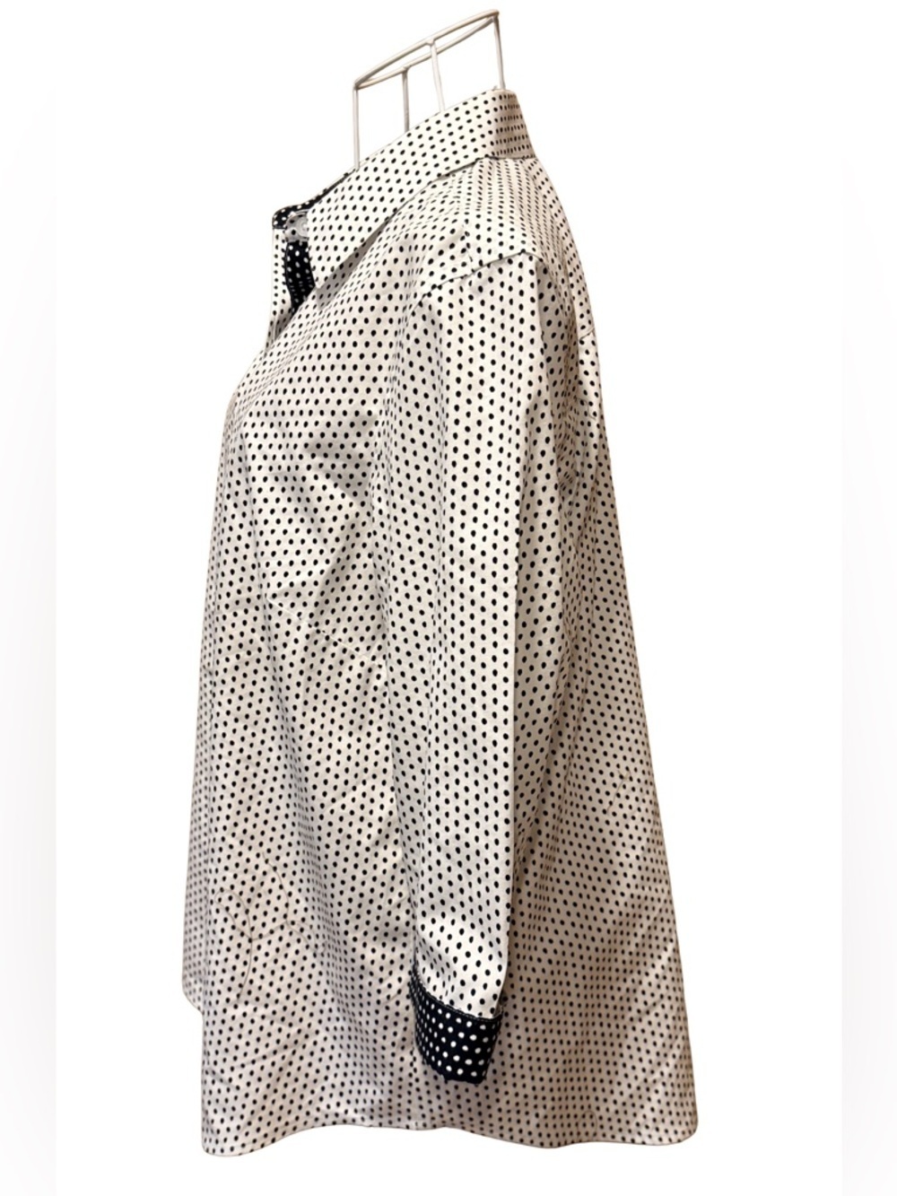 Chico's Polka Dot Spring Blouse White Black 3/4 Sleeve No-Iron Size 1 (US 8/10) - Picture 2 of 8